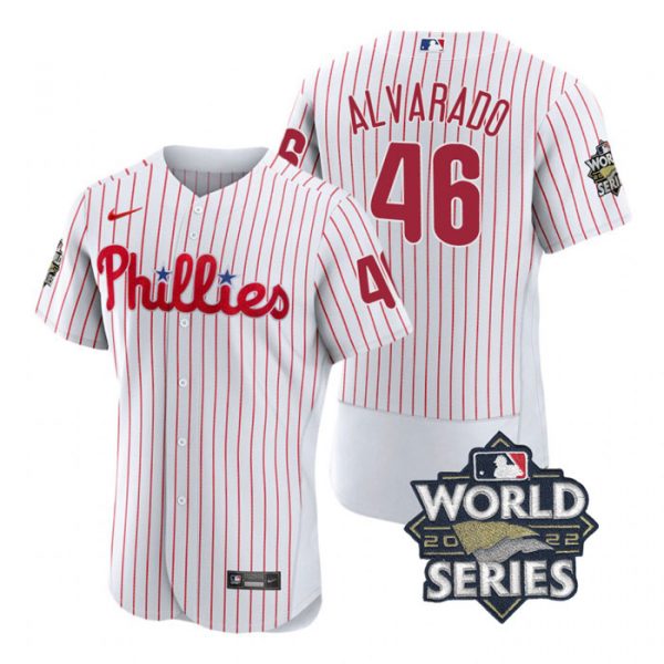 Phillies 46 Jose Alvarado White Nike 2022 World Series Flexbase Jersey->philadelphia phillies->MLB Jersey